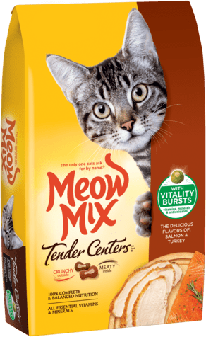 Meow Mix Tender Centers Salmon & Turkey Flavors With Vitality Bursts